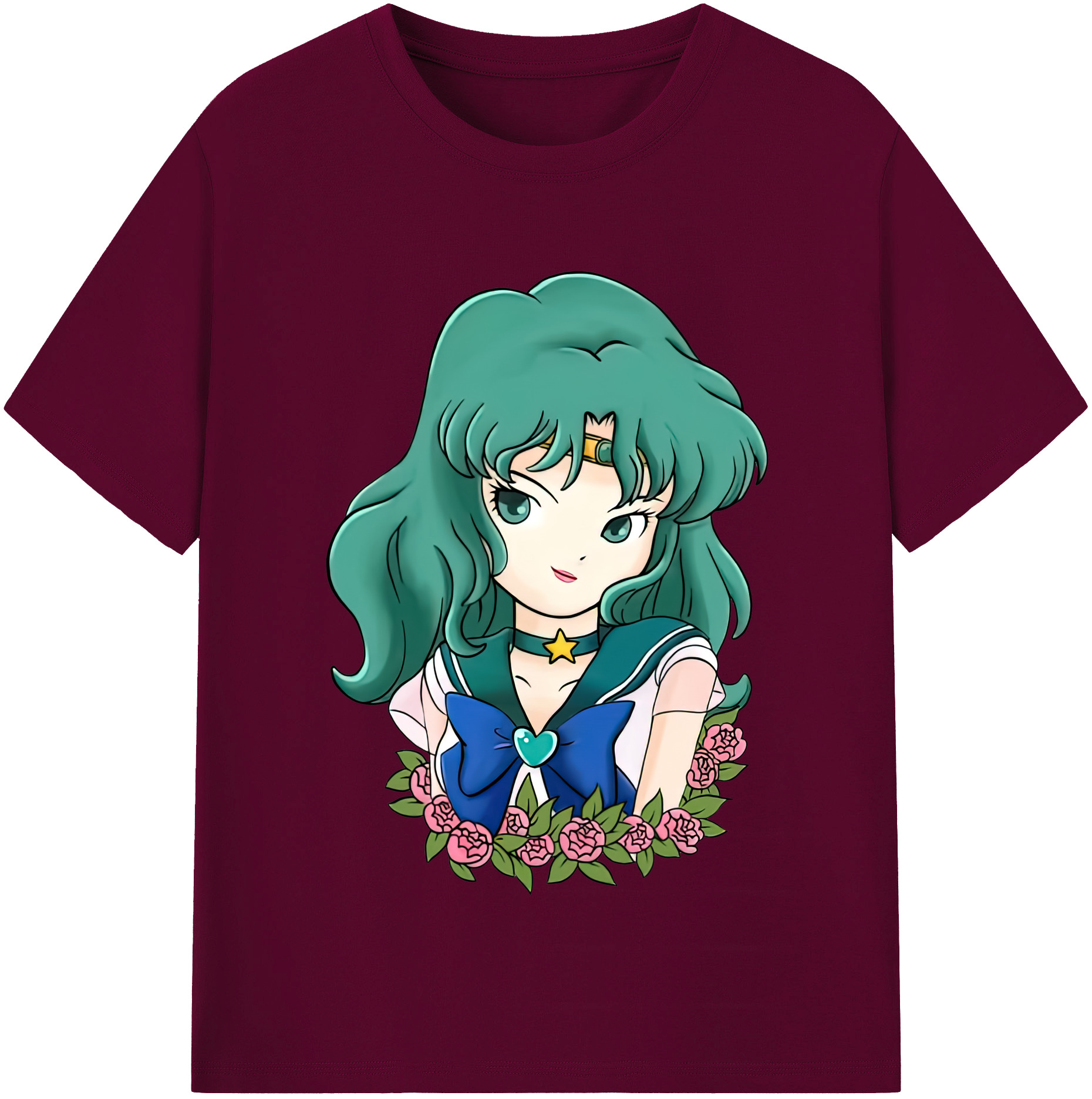 （画像用） 美少女戦士セーラームーン 海王 みちる（かいおう みちる） Sailor Moon Kaiou Michiru レディースカジュアルプリントTシャツ（綿100％）